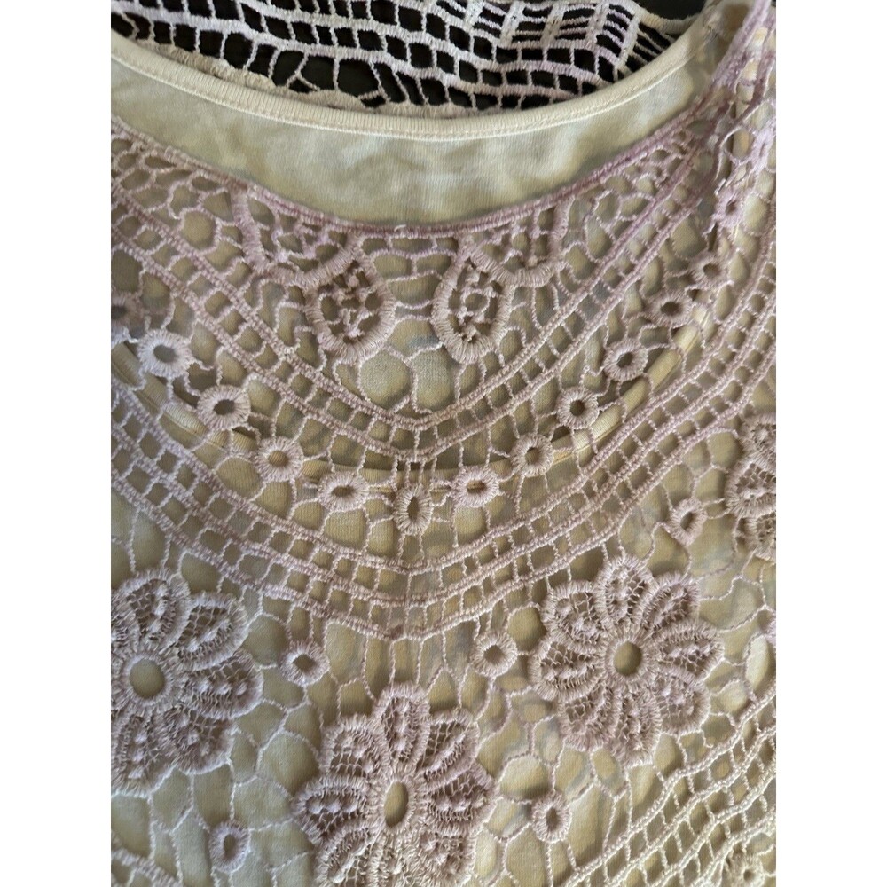 V Cristina Pink Ivory Ombre Crochet Top Small Vacation Boho Chic‎ Sweater Beach - Picture 7 of 9